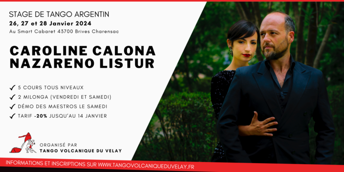 Photo de couverture de l'évènement Stage de Tango Argentin avec Caroline CALONA et Nazareno LISTUR 2024